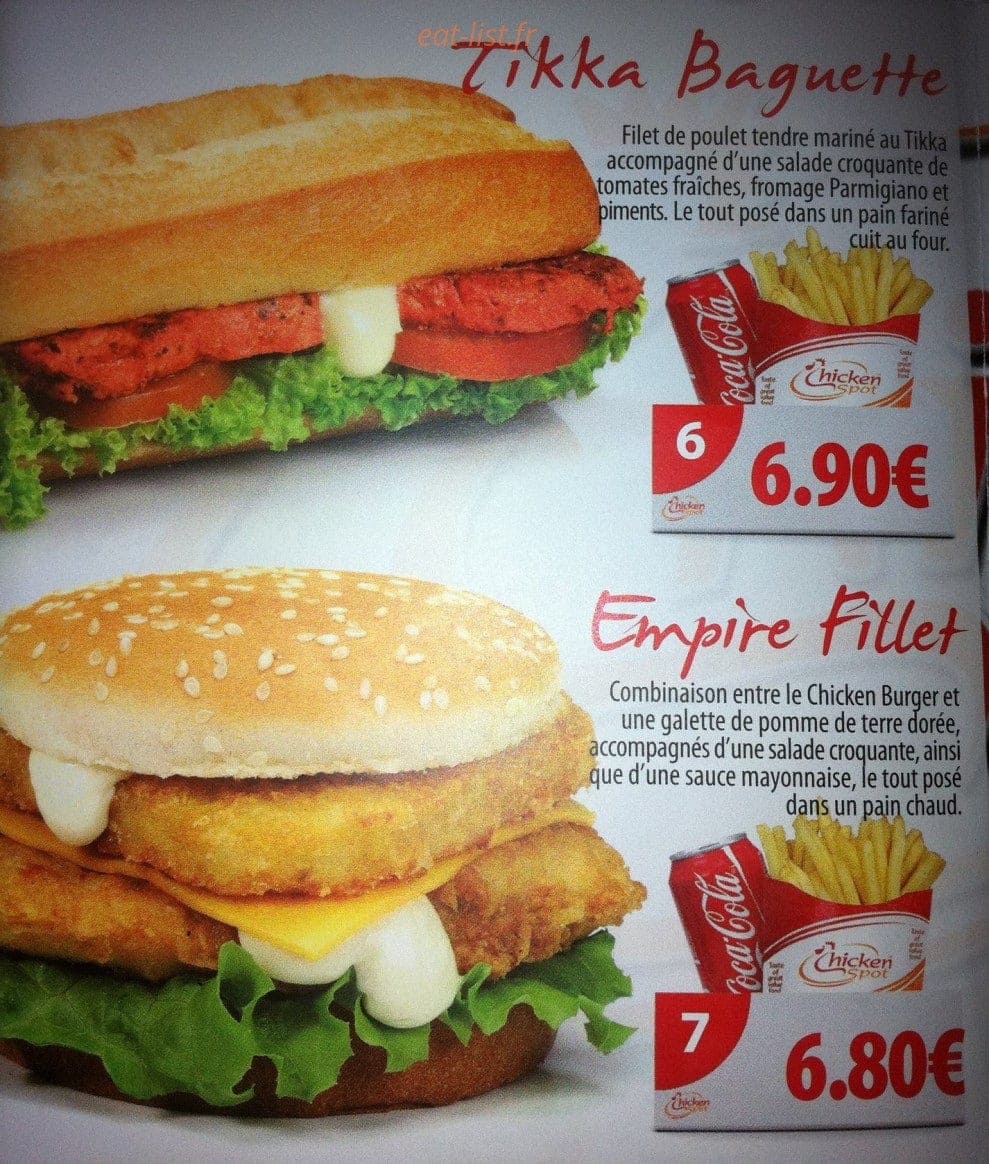 Chicken's — carte page 1
