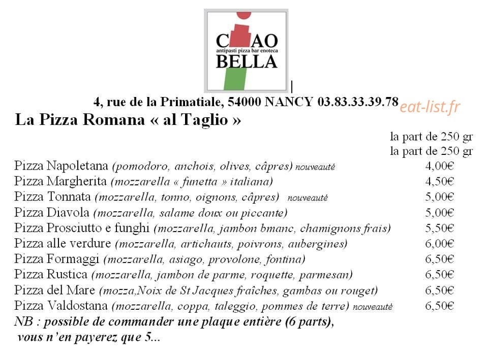 Cia Bella — carte page 1