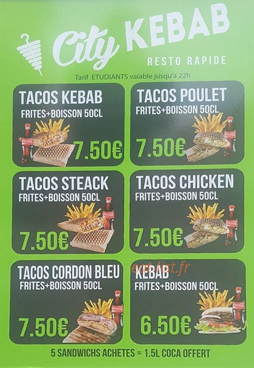 City Kebab — carte page 1