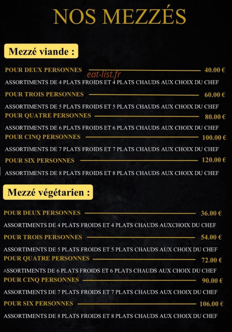 Délices des mille et une nuits — carte page 1