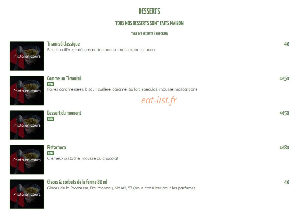 French Trattoria — carte page 6