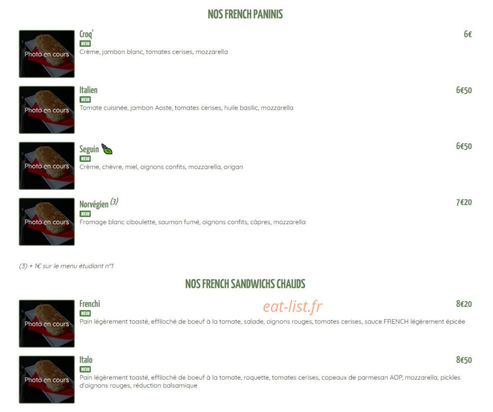 French Trattoria — carte page 5