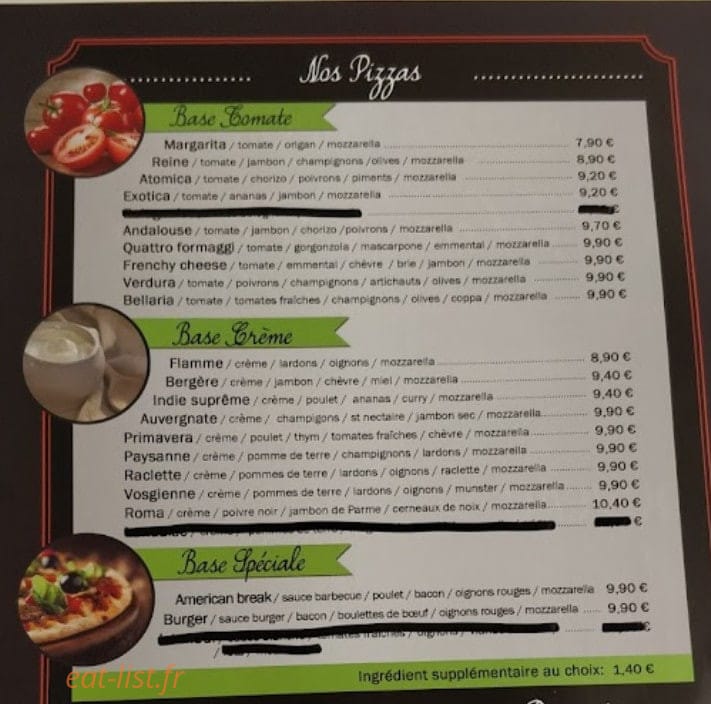 Gilio's Pizza — carte page 1