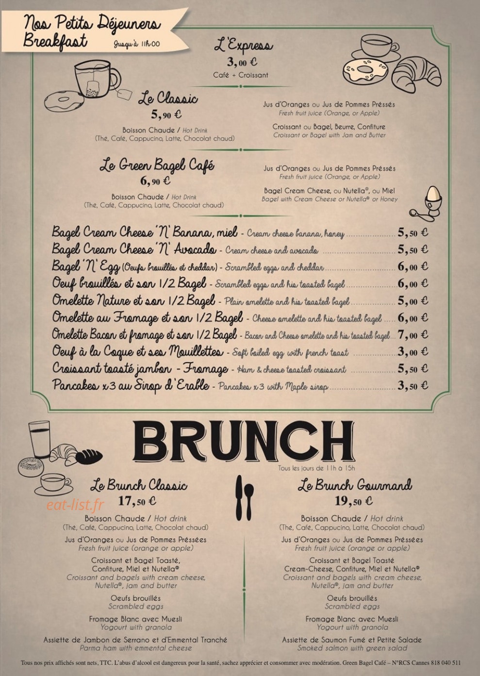 Green Bagel Café — carte page 2