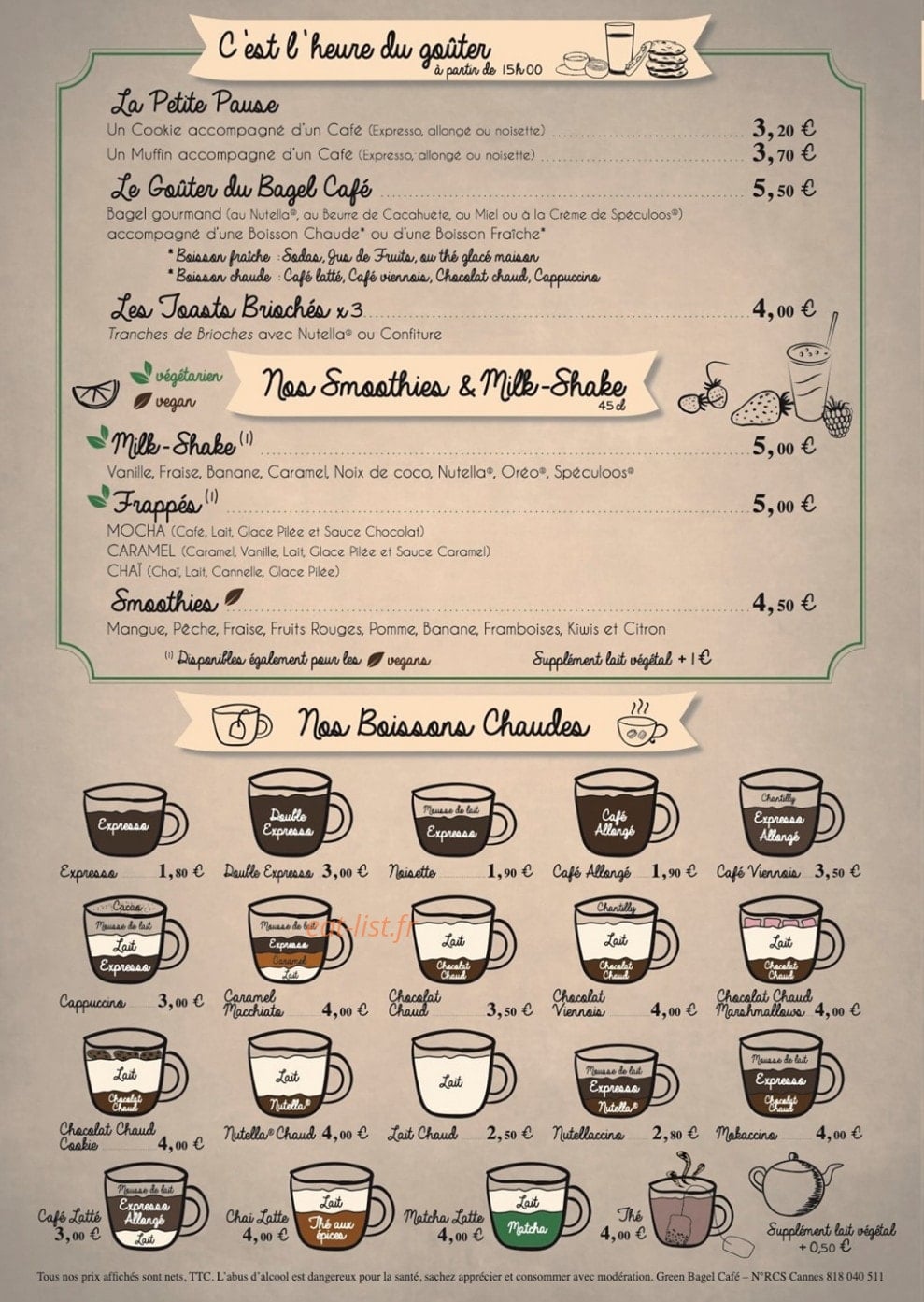 Green Bagel Café — carte page 4