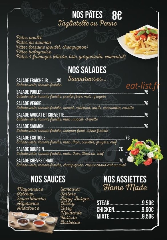 Home Made Burger — carte page 3