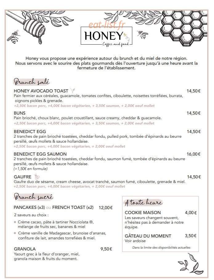 Honey — carte page 2