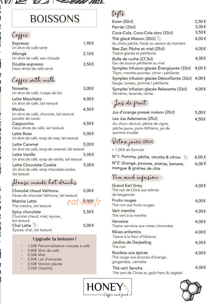 Honey — carte page 4
