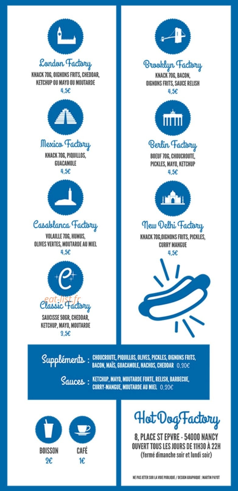 Hotdog Factory — carte page 1