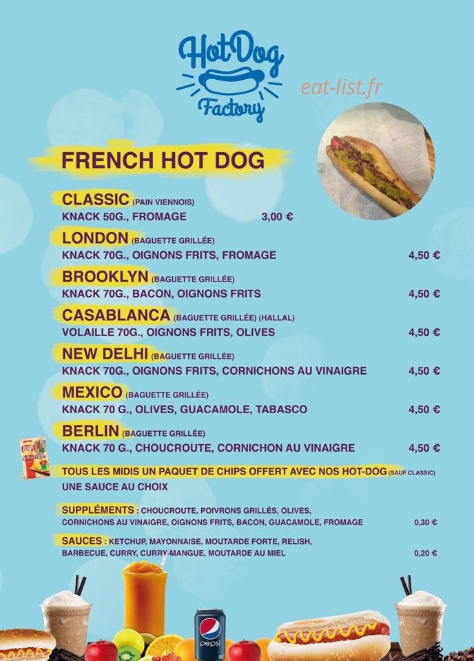 Hotdog Factory — carte page 3