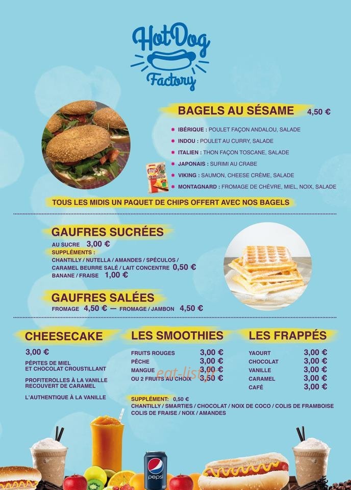 Hotdog Factory — carte page 2