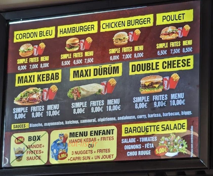 Istanbul Kebab — carte page 1