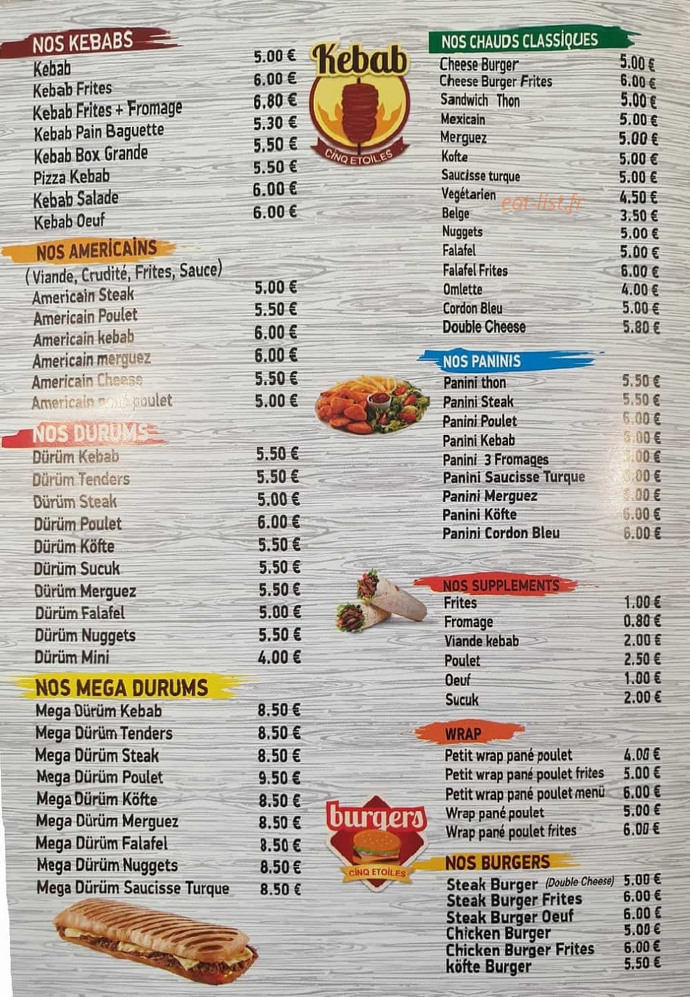 Kebab cinq etoiles — carte page 3