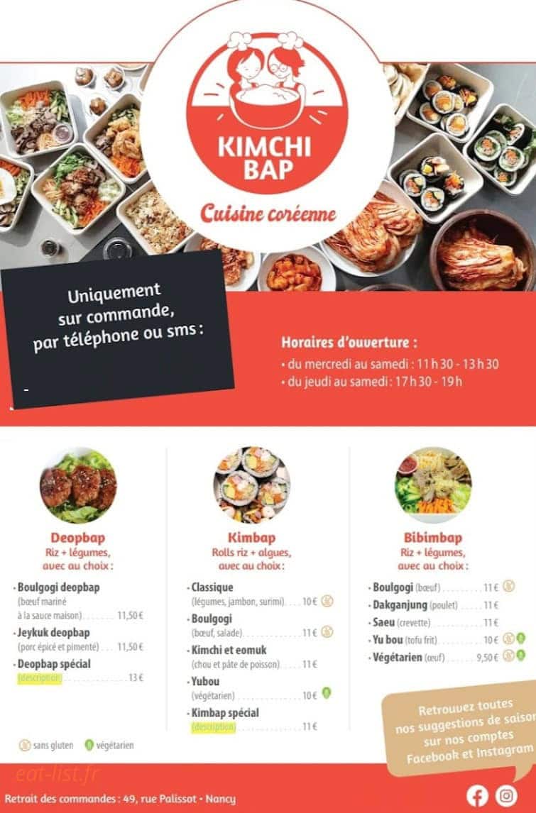 Kimchi-Bap — carte page 1