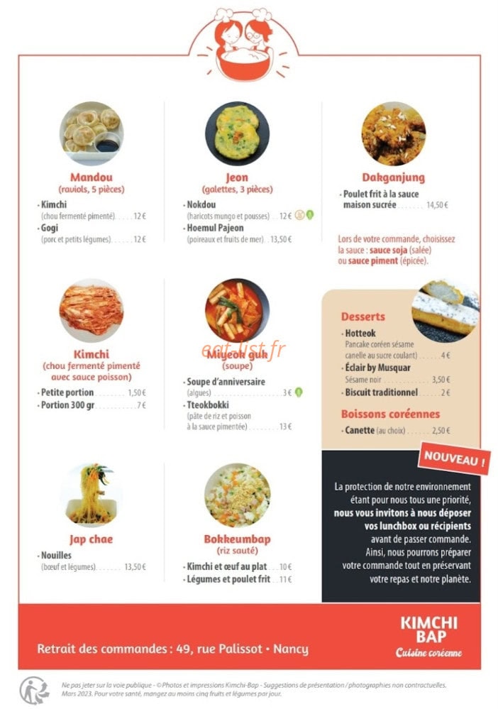 Kimchi-Bap — carte page 2