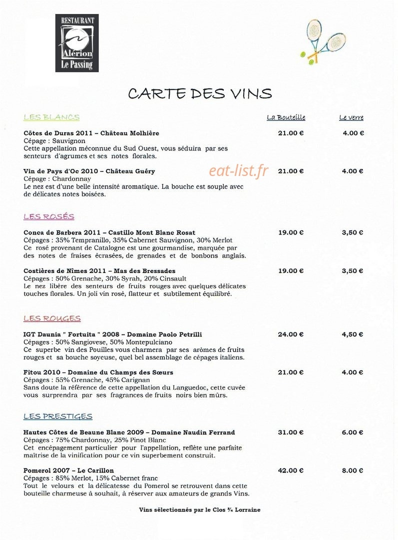 L'Alérion Pizzeria — carte page 3