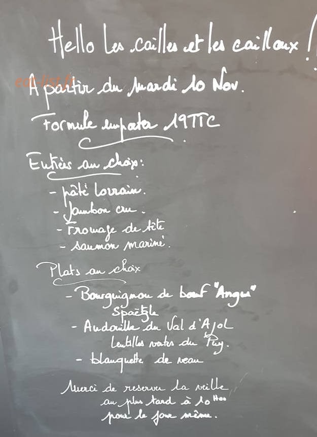 L'Auberg'In — carte page 1