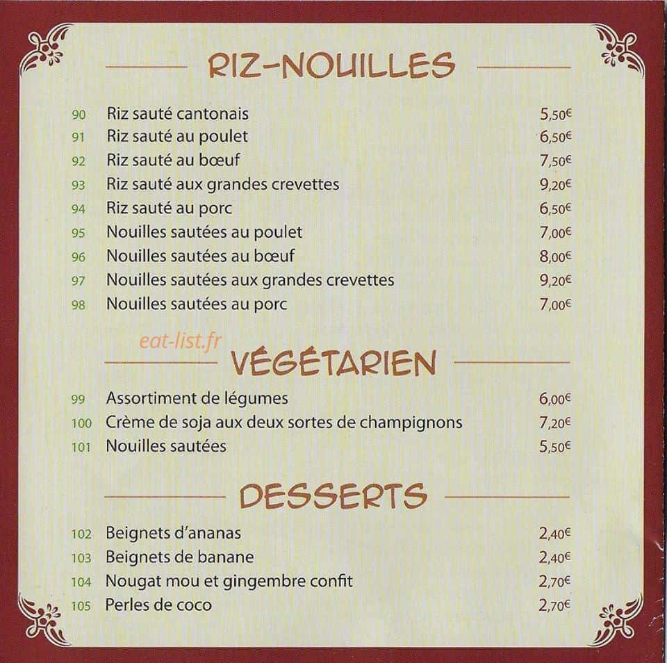 La Maison Chinoise — carte page 4