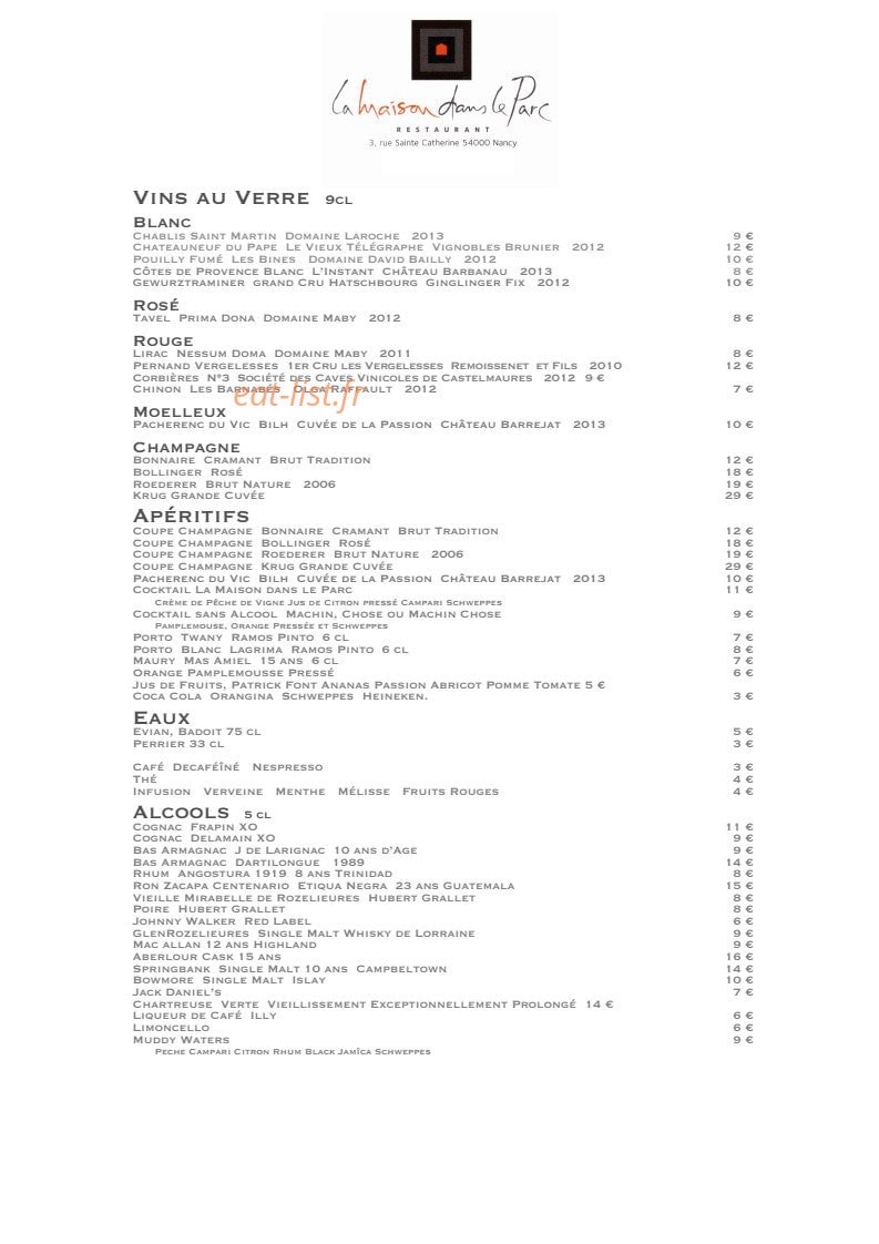 La Maison dans le Parc — carte page 4