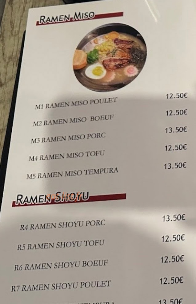 La Mian Ji Ramen — carte page 1