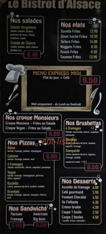 Le bistrot d'alsace — carte page 1