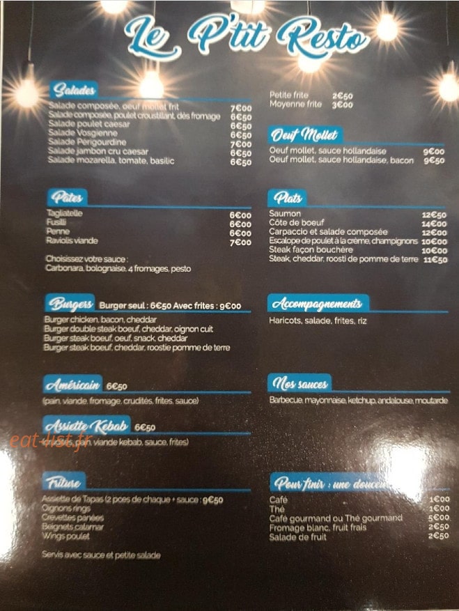 Le P'tit Resto — carte page 2