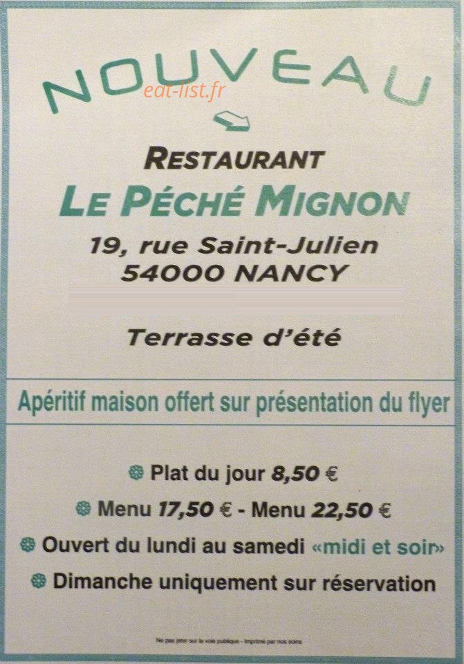 Le Péché Mignon — carte page 1