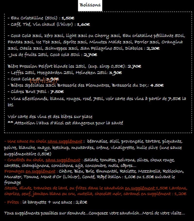Les P'tits Oignons — carte page 8