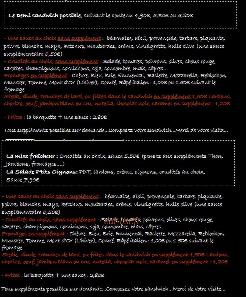 Les P'tits Oignons — carte page 6