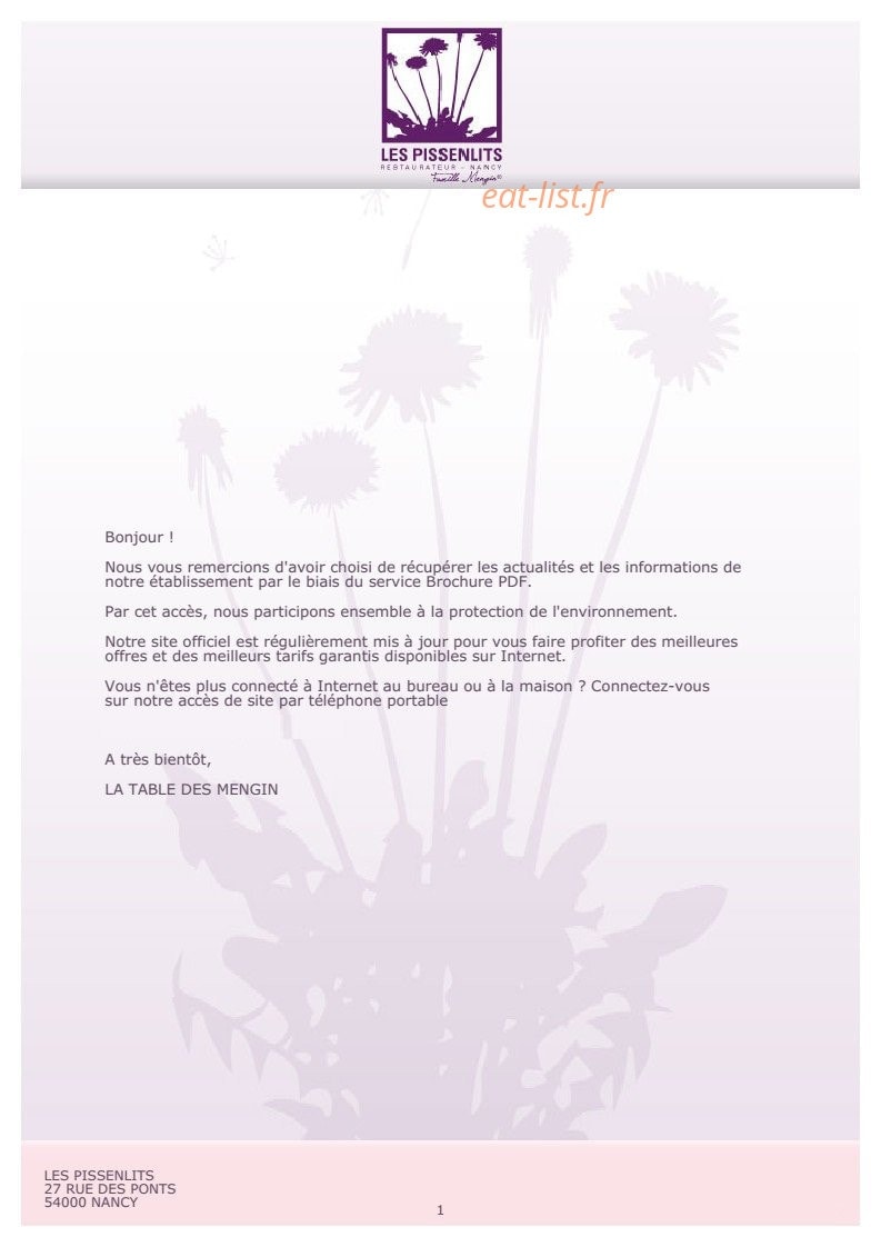 Les Pissenlits — carte page 2