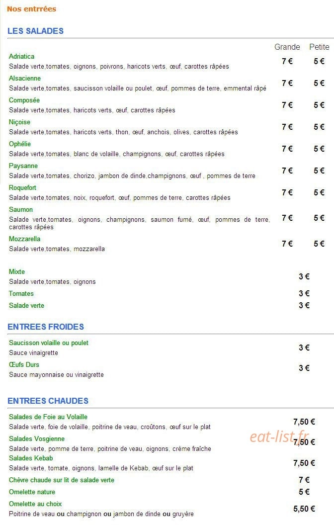 Pizzeria Adriatica — carte page 3
