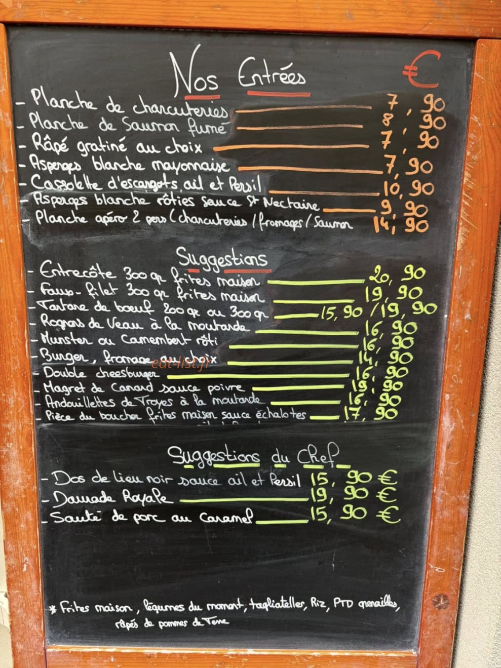 Restaurant Côté Sud — carte page 1