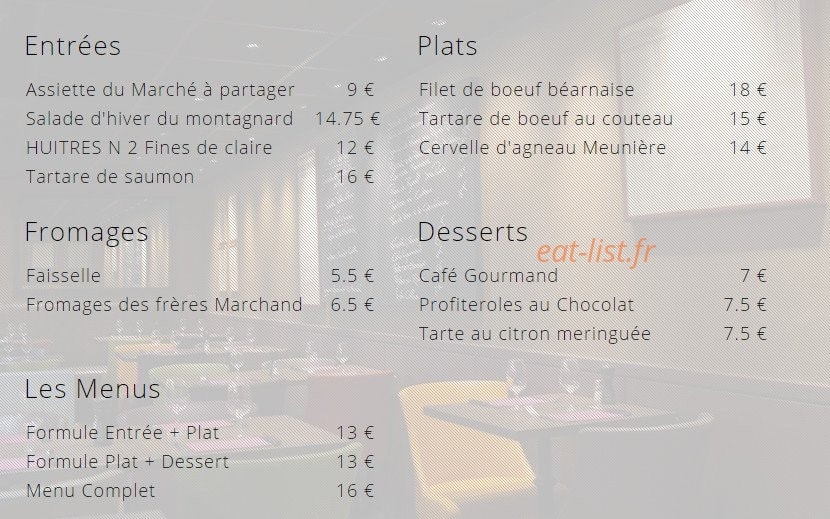 Restaurant L' Impromptu — carte page 1