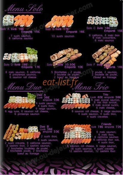 Sushi Show — carte page 2