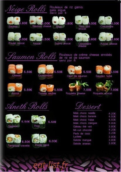 Sushi Show — carte page 8