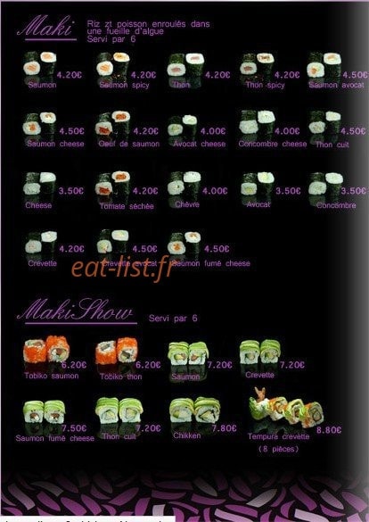 Sushi Show — carte page 3