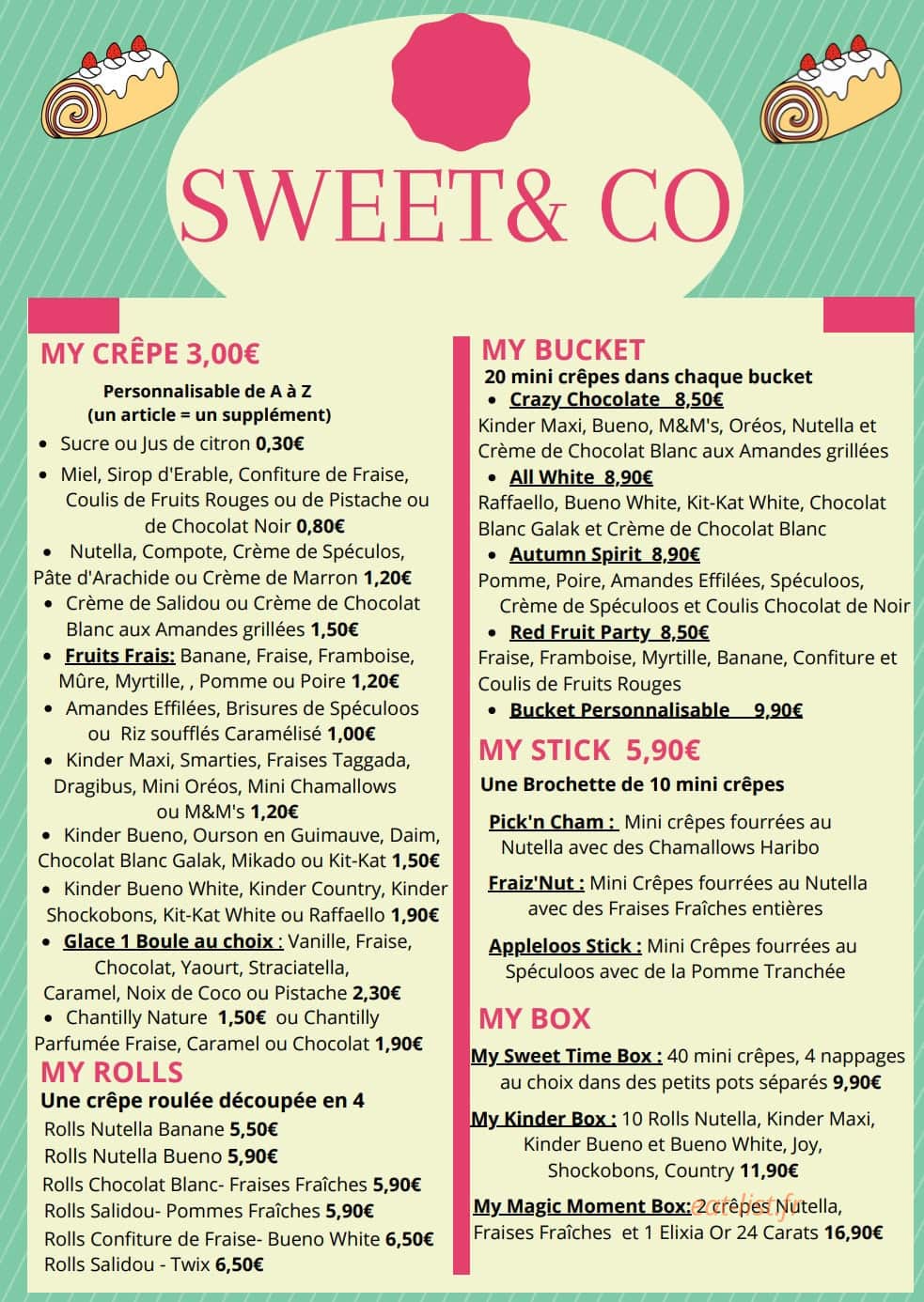 Sweet and Co — carte page 1