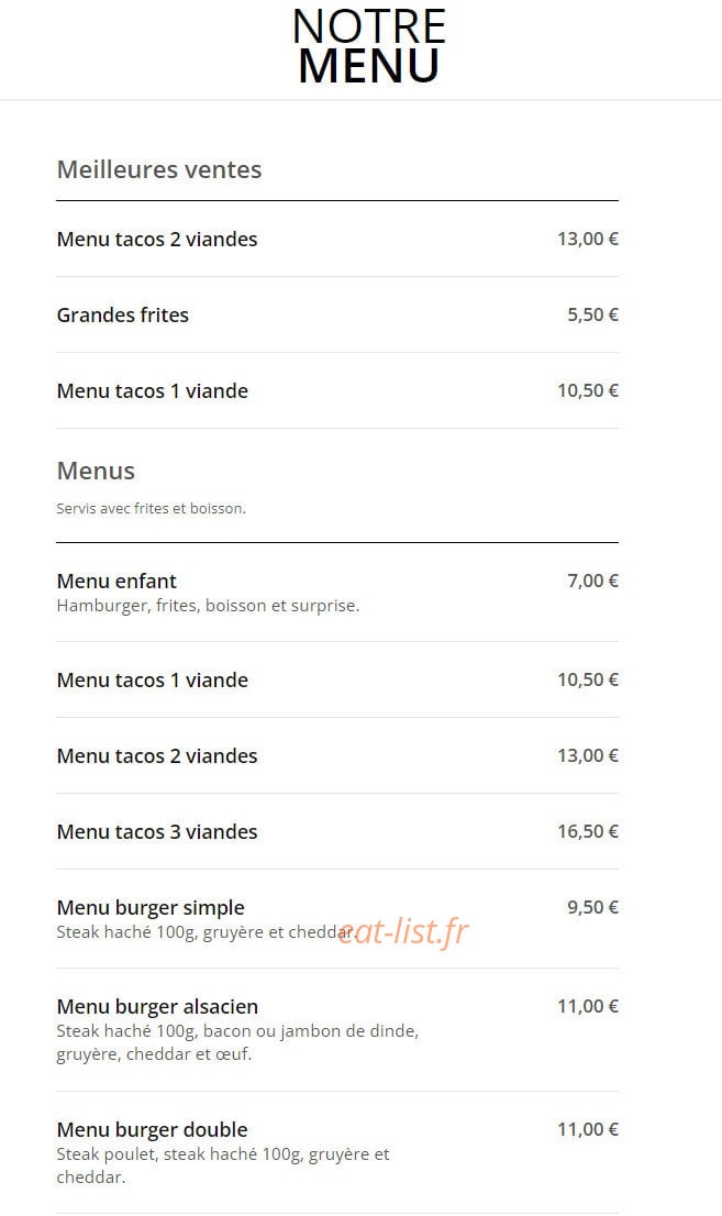 Tacos Amigos — carte page 1