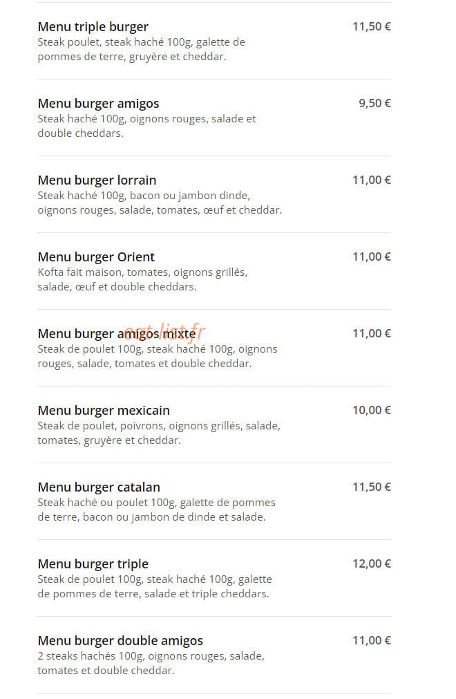 Tacos Amigos — carte page 2