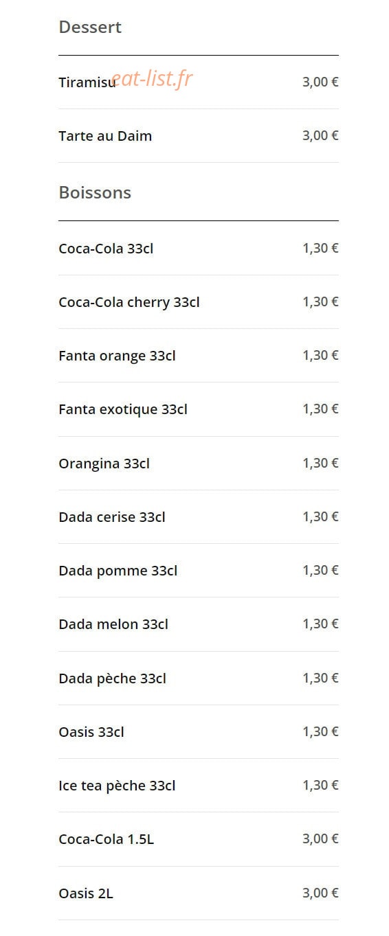 Top Food — carte page 6