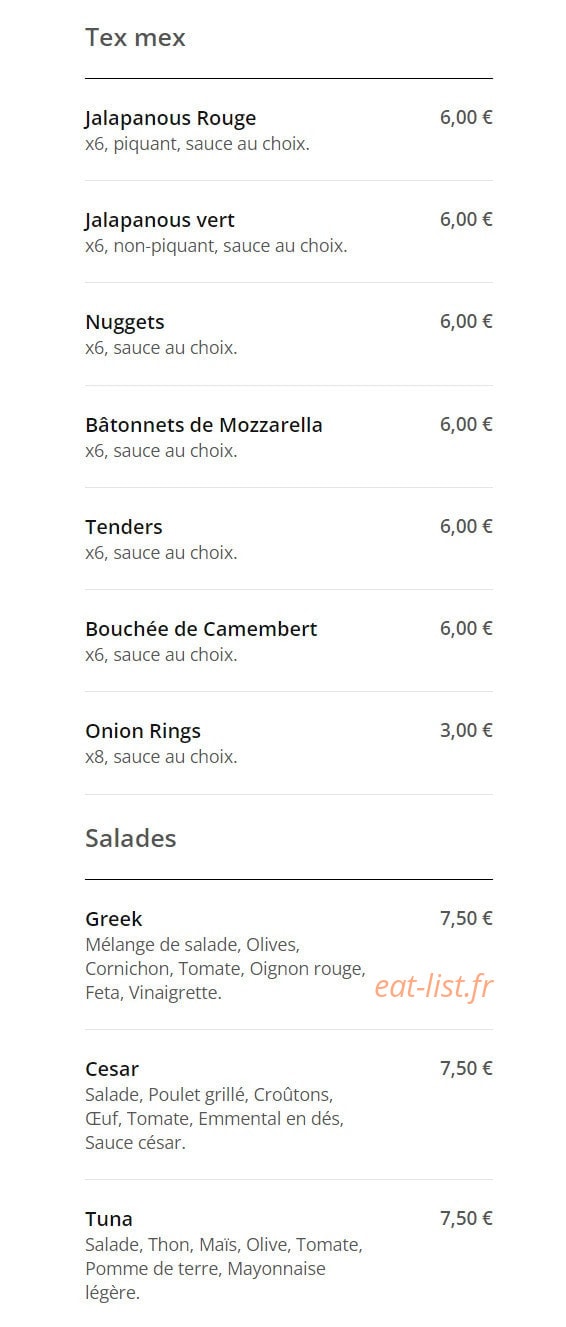 Top Food — carte page 5