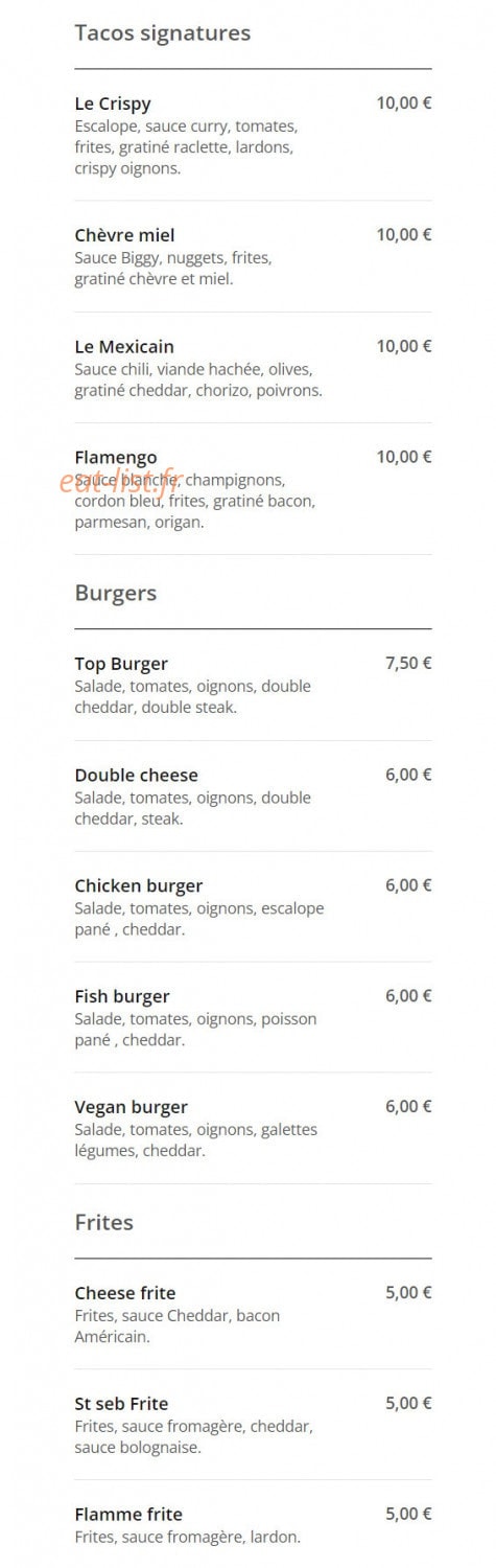 Top Food — carte page 4