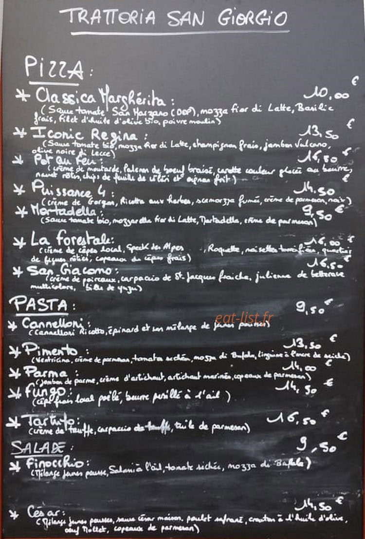 Trattoria San Giorgio — carte page 1