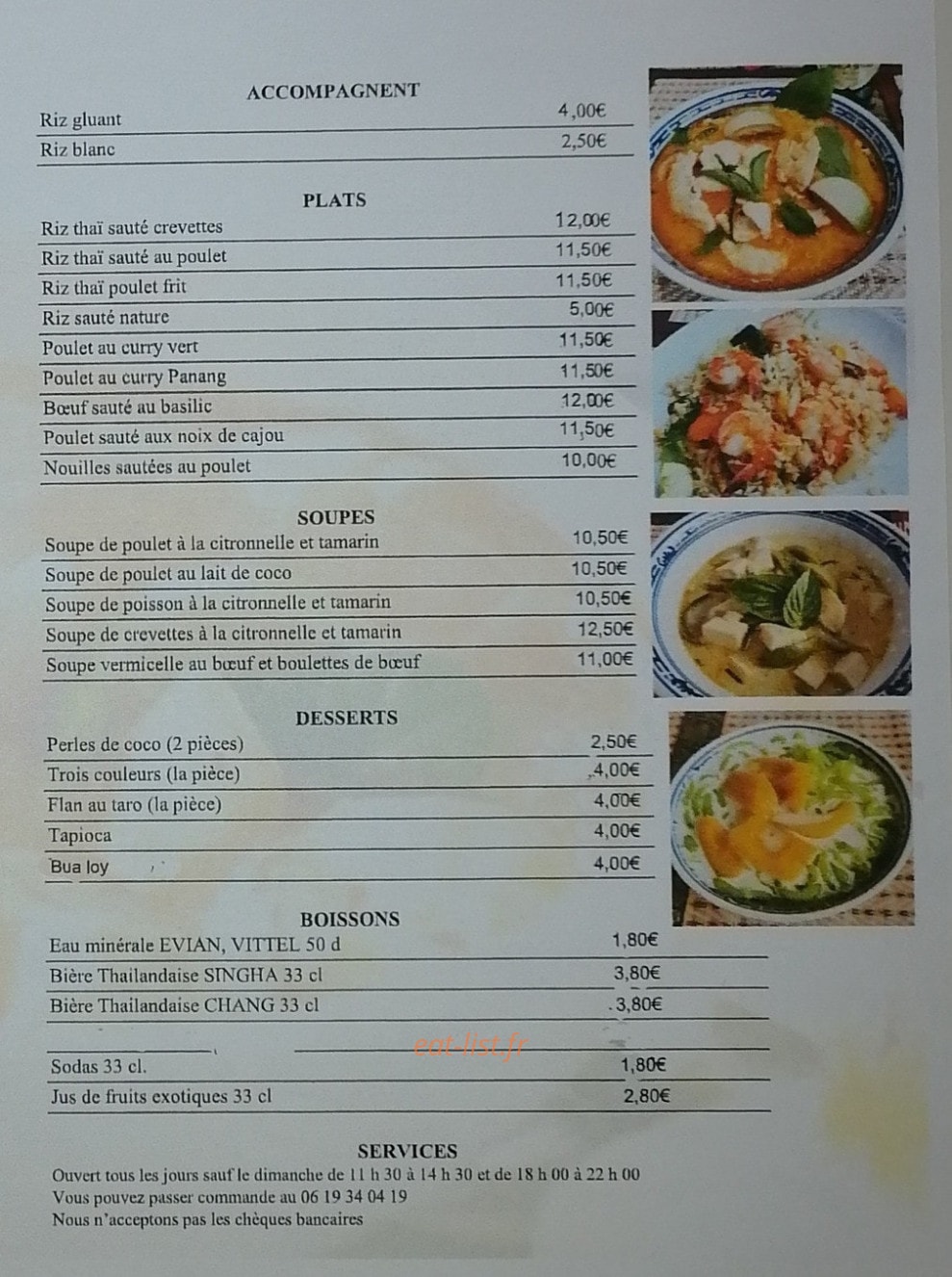 Yom Thaï Food — carte page 2