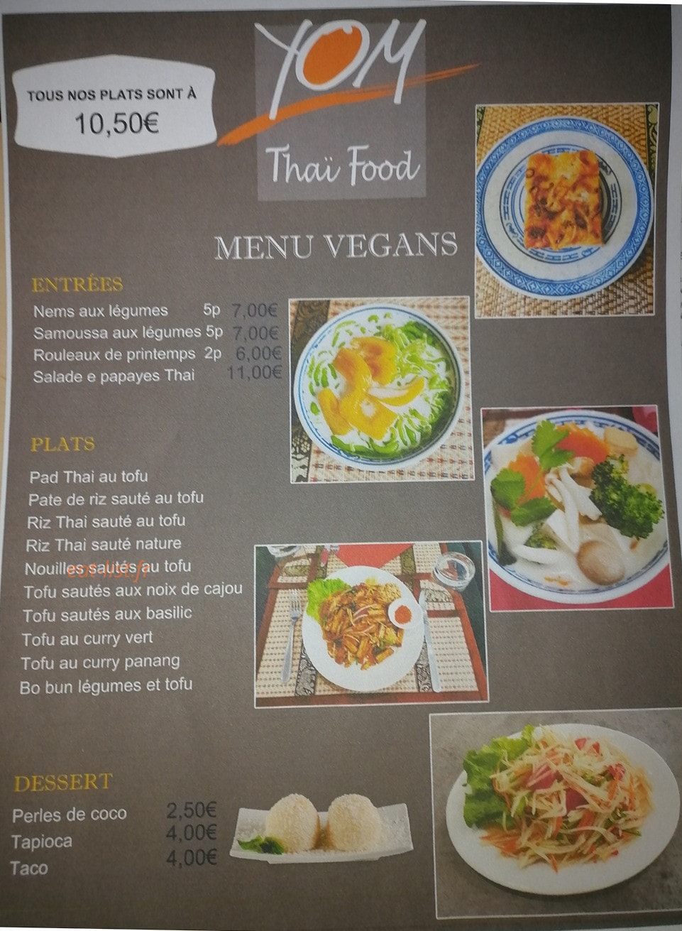 Yom Thaï Food — carte page 3
