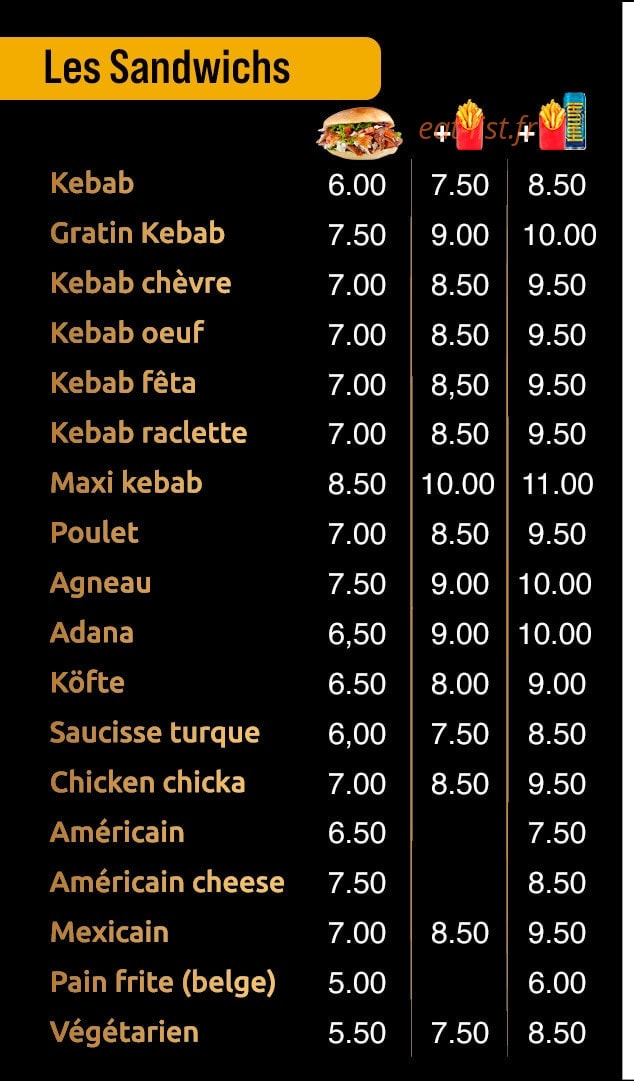 Ok Kebab — carte page 3