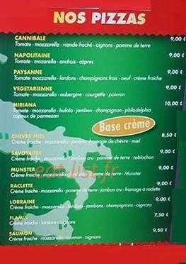 Carte et menu de Pizzeria da Ginetto à Rosieres Aux Salines — pizzas suite