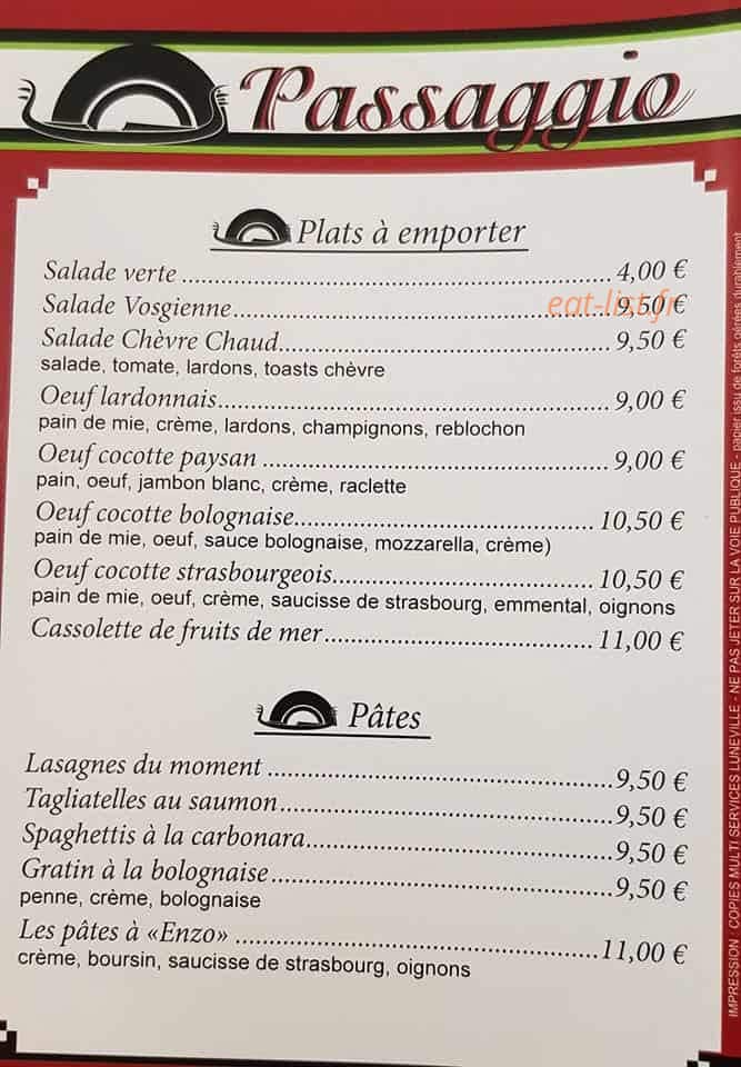 Le Passaggio — carte page 1