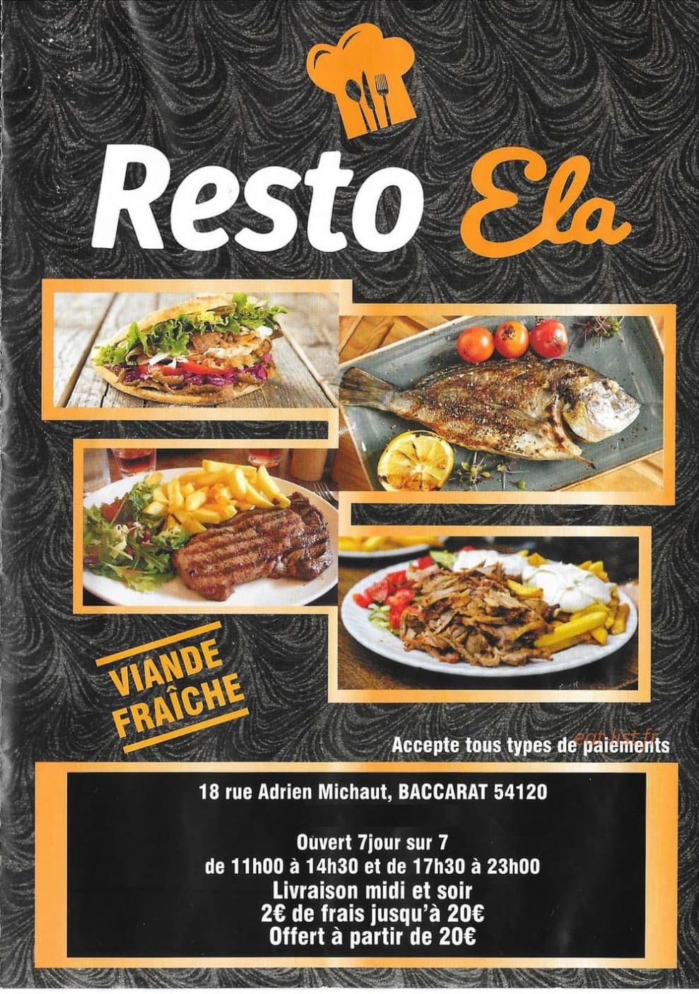 Resto' Ela — carte page 1
