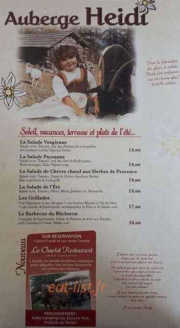 Auberge Heidi — carte page 1